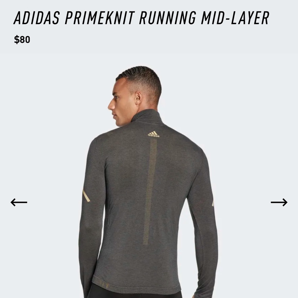 Adidas Prime-Knit Running Mid Layer Shirt Large